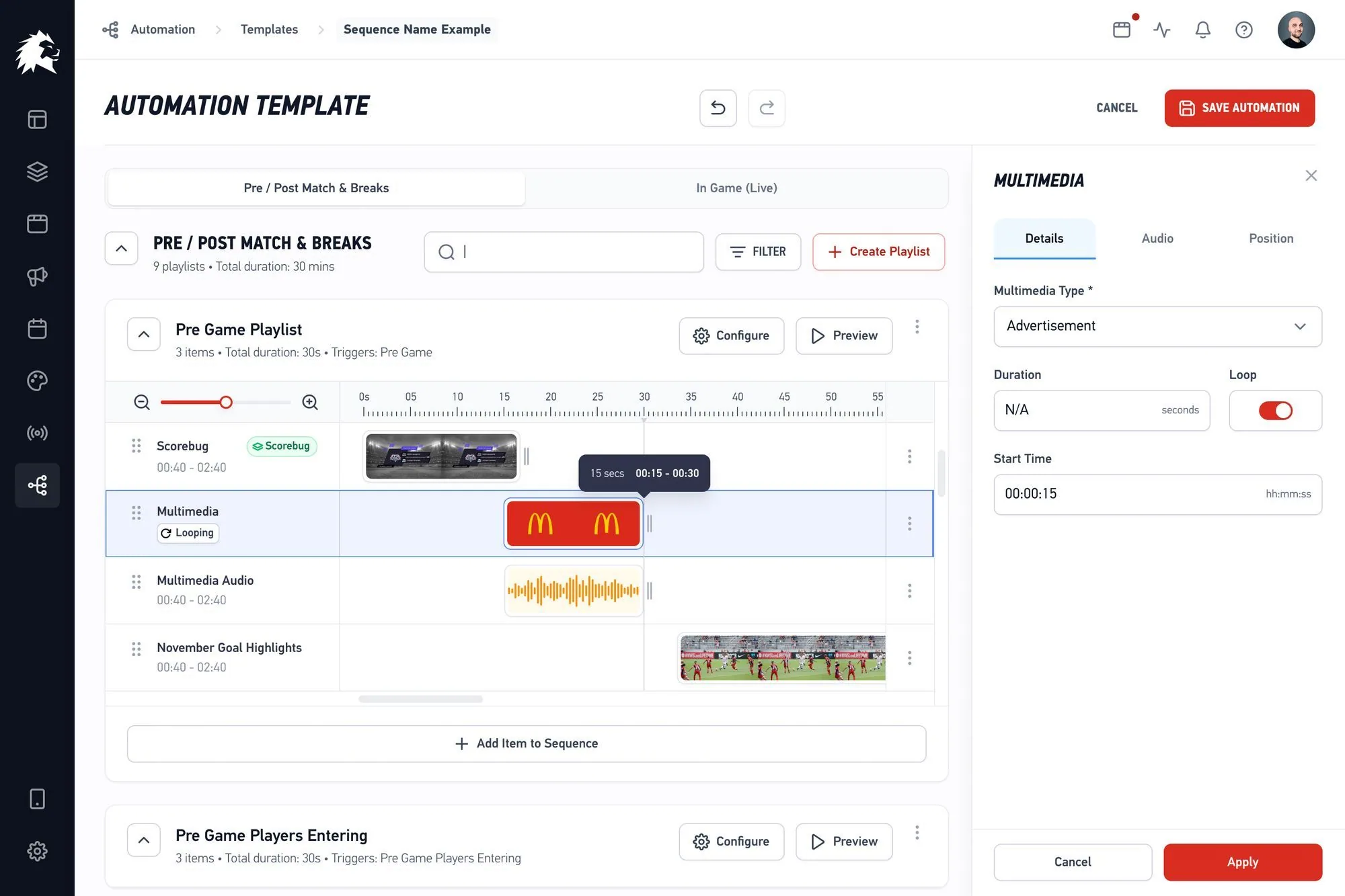 LIGR Game Plan automation dashboard for production companies