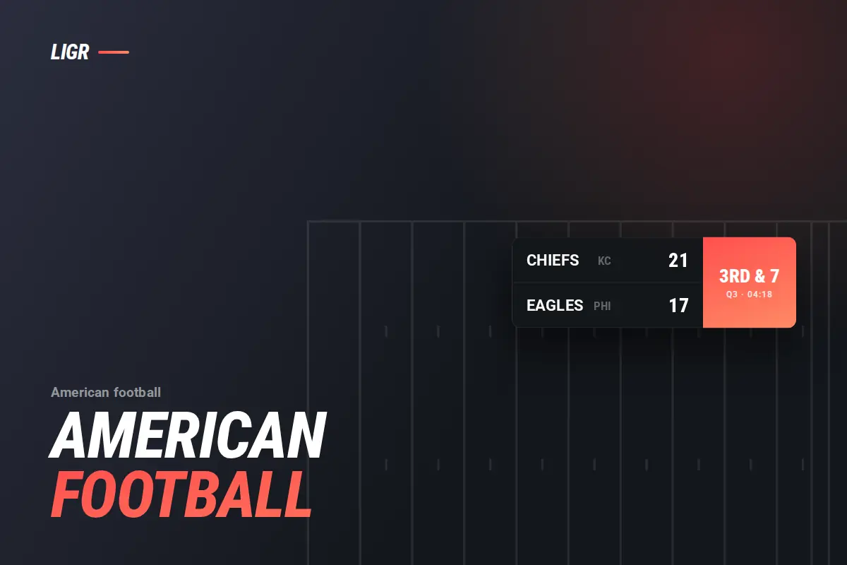 American Football Scoreboard: Down, Distance, Clock