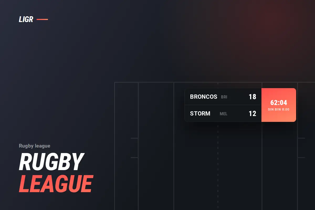Rugby League Scoreboard: Tackle Count and Clock