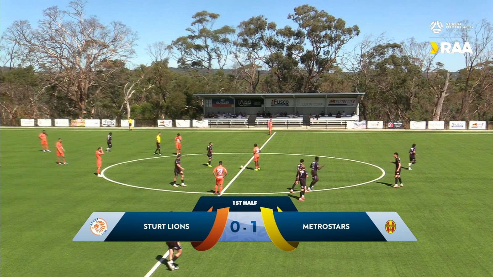 NPL South Australia — the scoreline lower frame, themed per federation and rendered live from match data