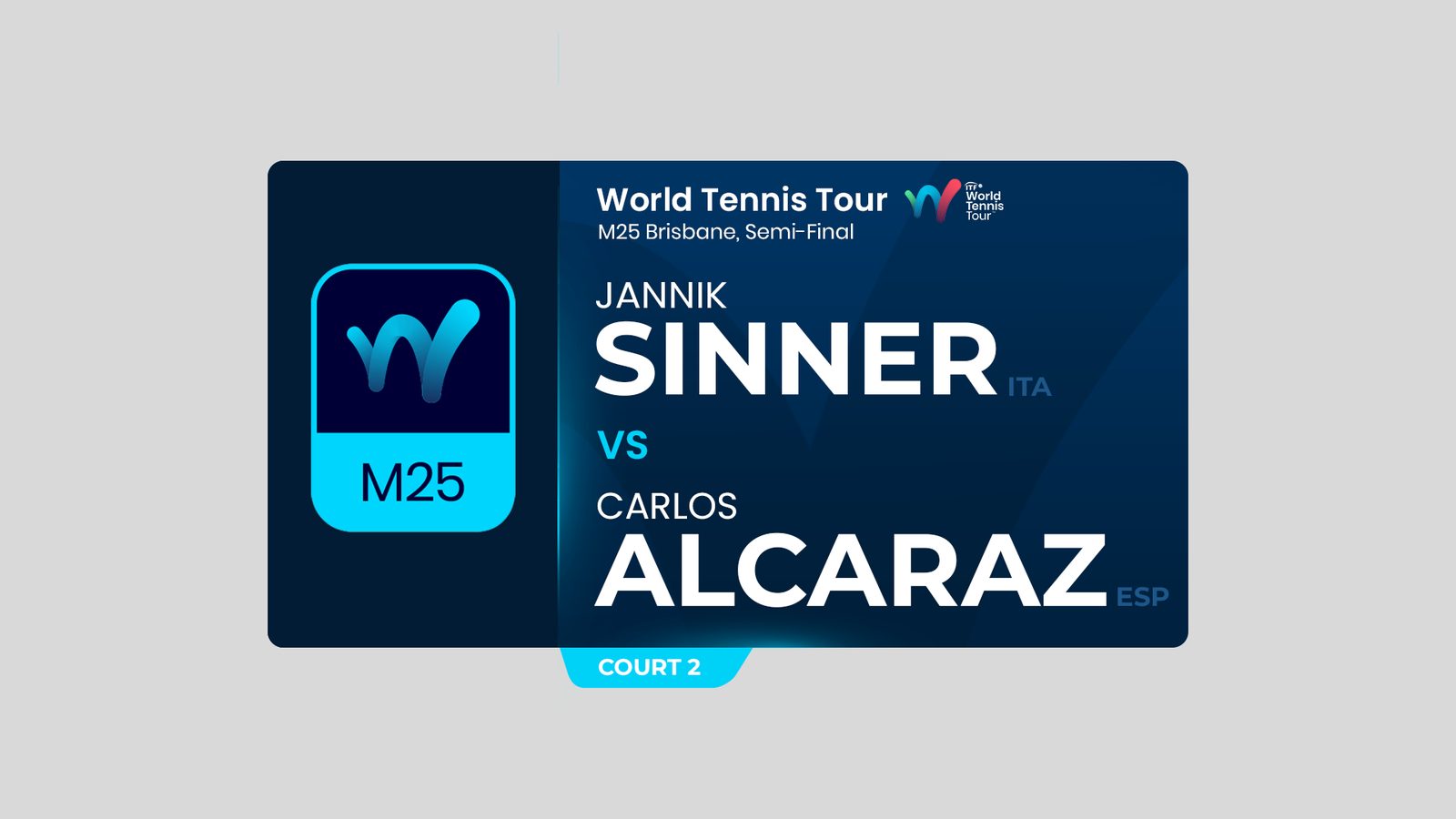 The World Tennis Tour graphics package: pre-match matchup cards, rendered in the cloud for every court.