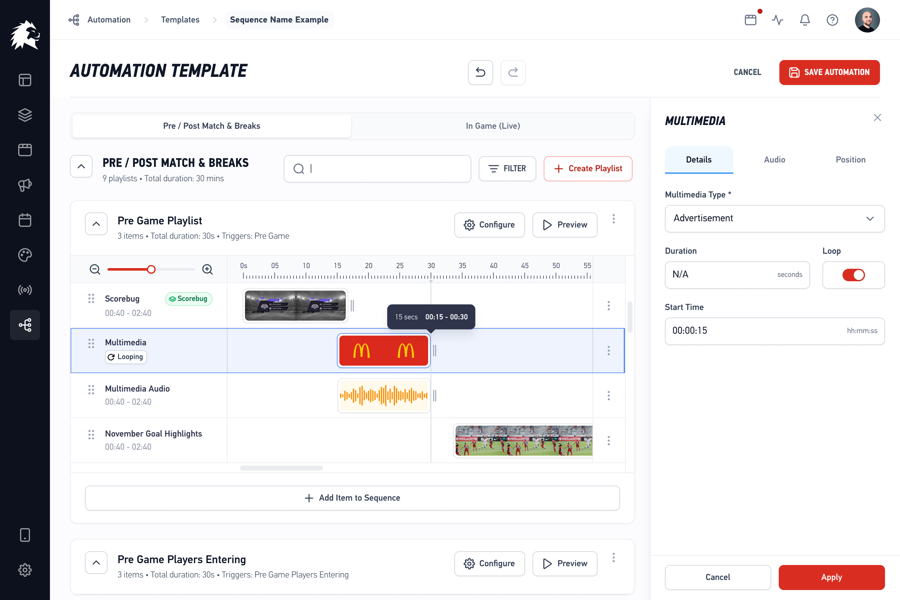 LIGR GamePlan — automated broadcast scheduling and graphics triggers