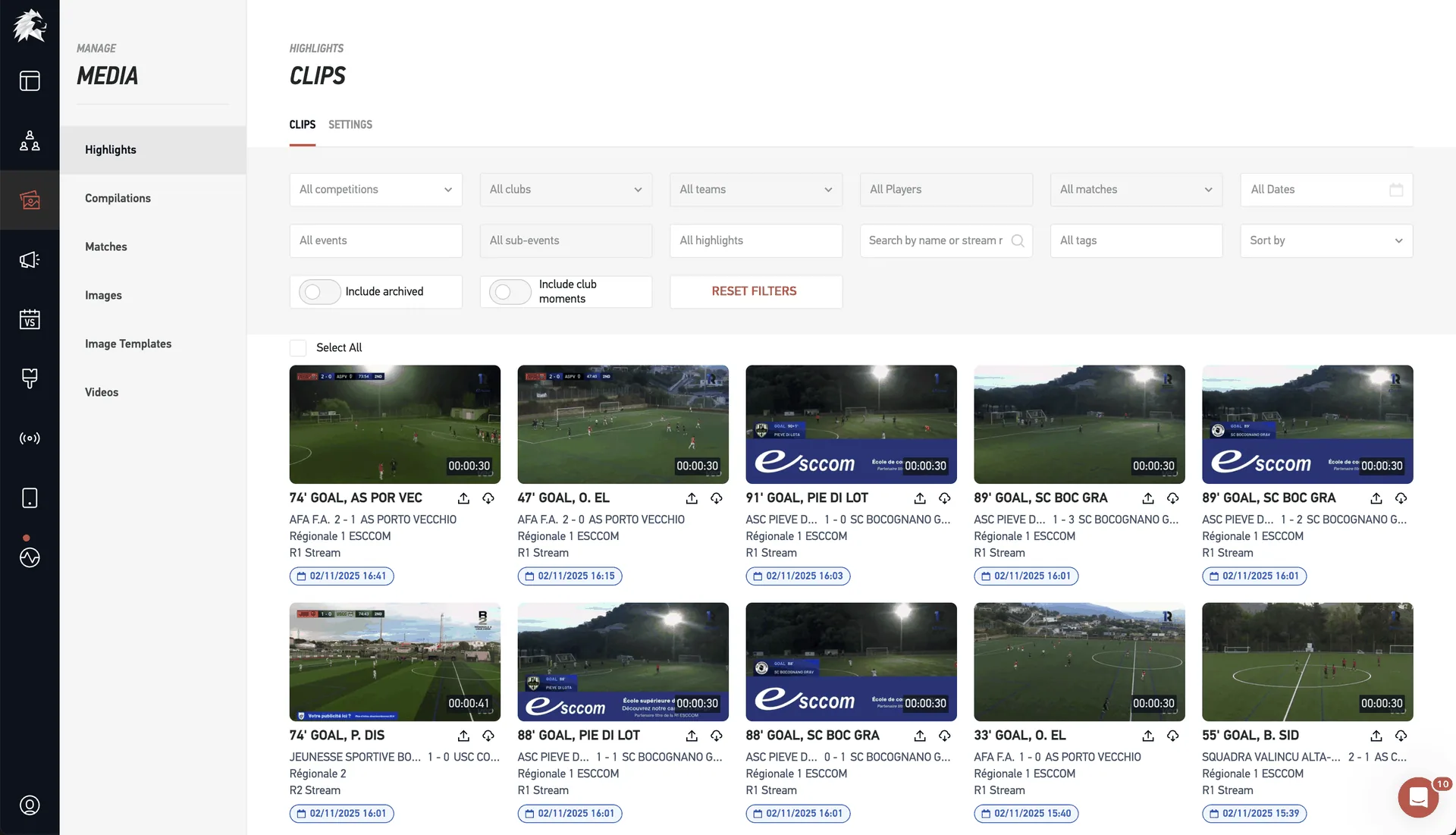 Automated highlights distribution