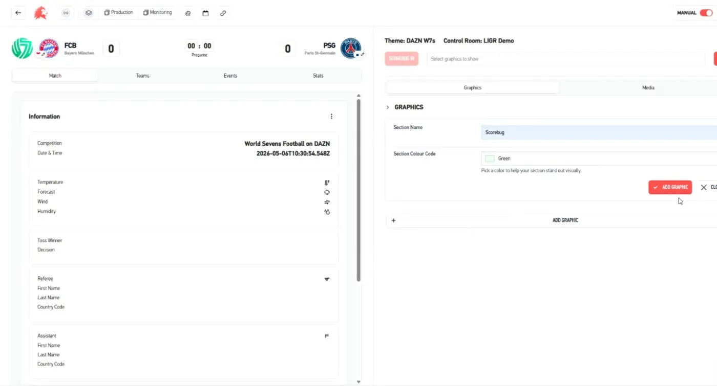 Adding a section named Scorebug with a green colour code