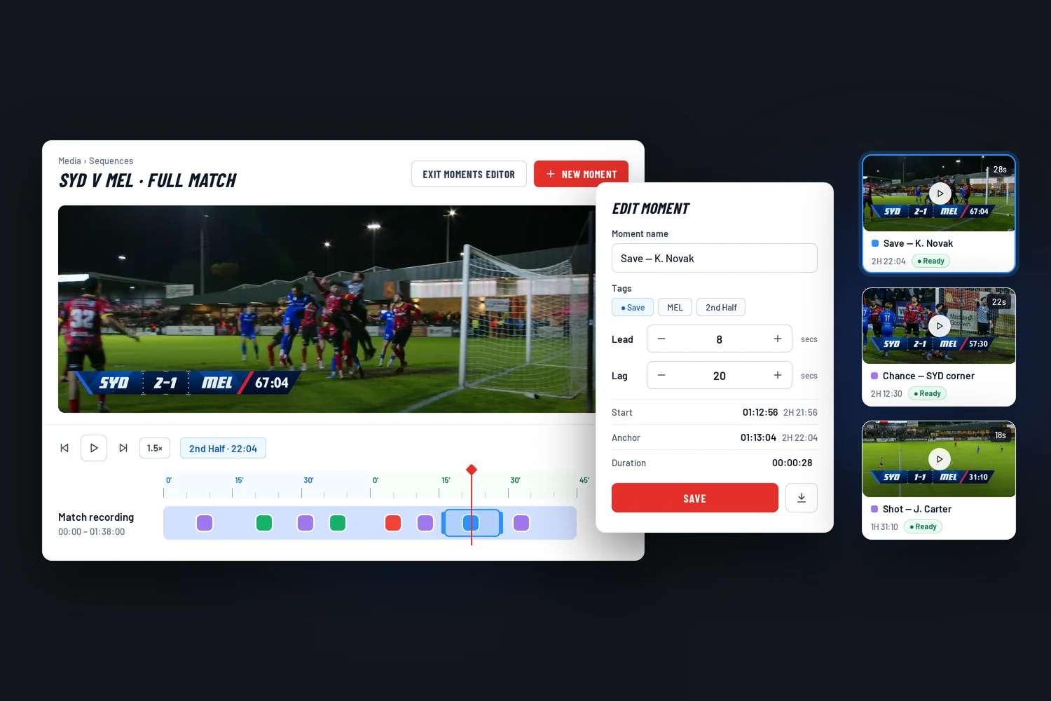 Moments Editor: clip what the data missed